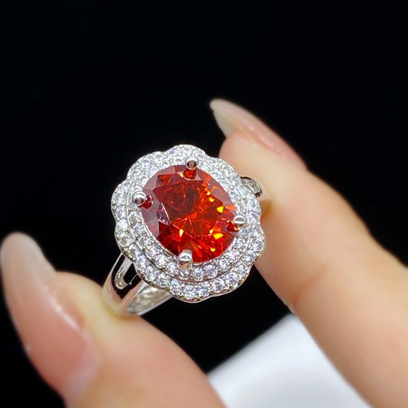 BELLA BOX Темпераментные великолепные оранжевые кольца овальной формы для женщин с цирконом, ювелирные изделия для помолвки и вечеринки, подарок