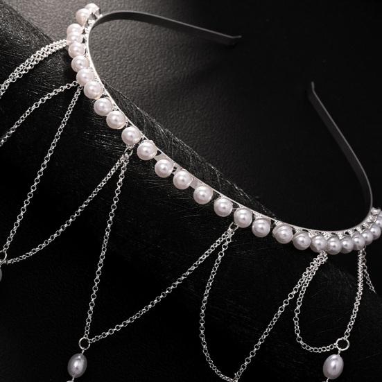 Женская повязка на голову с искусственным жемчугом, кисточкой, дизайном капель, свадебный обруч для волос, аксессуары для волос на дни рождения и вечеринки