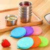 1/6 Piece Stainless Steel Sauce Cup With Lid Leak-Proof Salad Dressing Cup Reusable Salad Dressing Container Silicone Lid