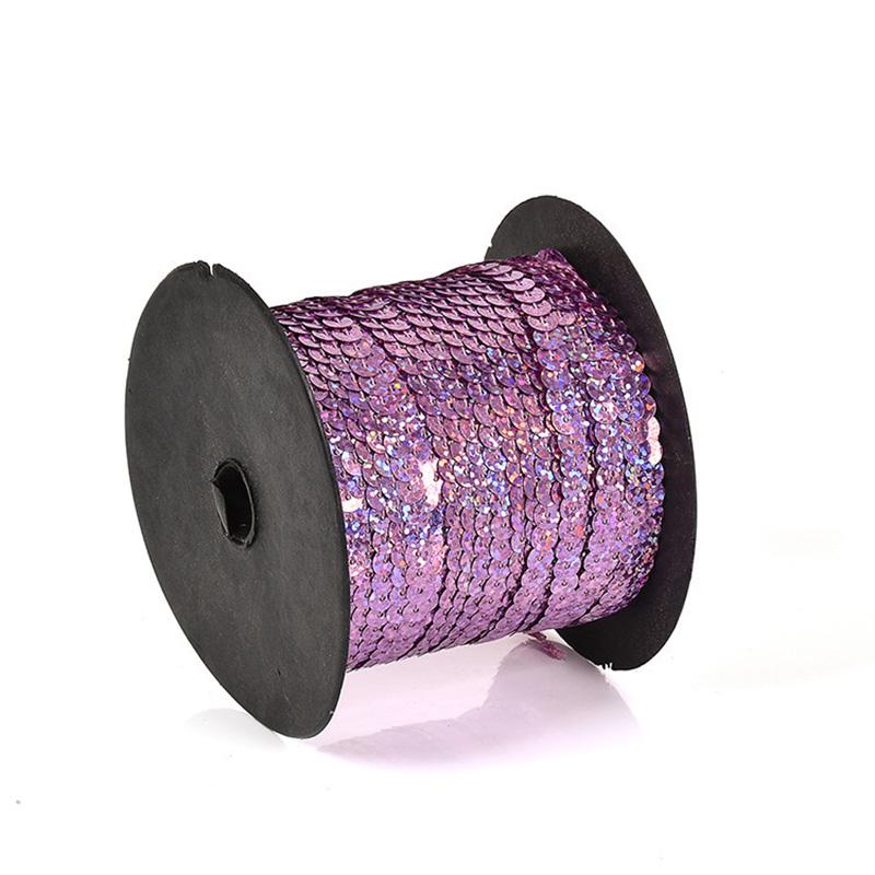 Fashion High Quality Flat Sequin 6mm 5 Yards Trim Lace Sew On Craft Multicolor Trim Strip Costume Sewing