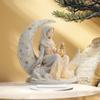 2D Moon Fairy Statue Acrylic Angel Sculpture with Base Decorative Artwork Collecting In The