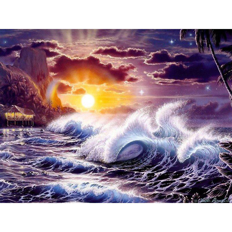 Алмазная вышивка Полная картина DIY Алмазная картина Волна и солнце Рукоделие Алмазная мозаика Стежок