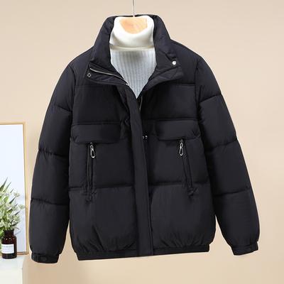 Зимняя куртка на хлопковой подкладке с воротником на молнии, короткое тонкое хлопковое теплое женское пальто