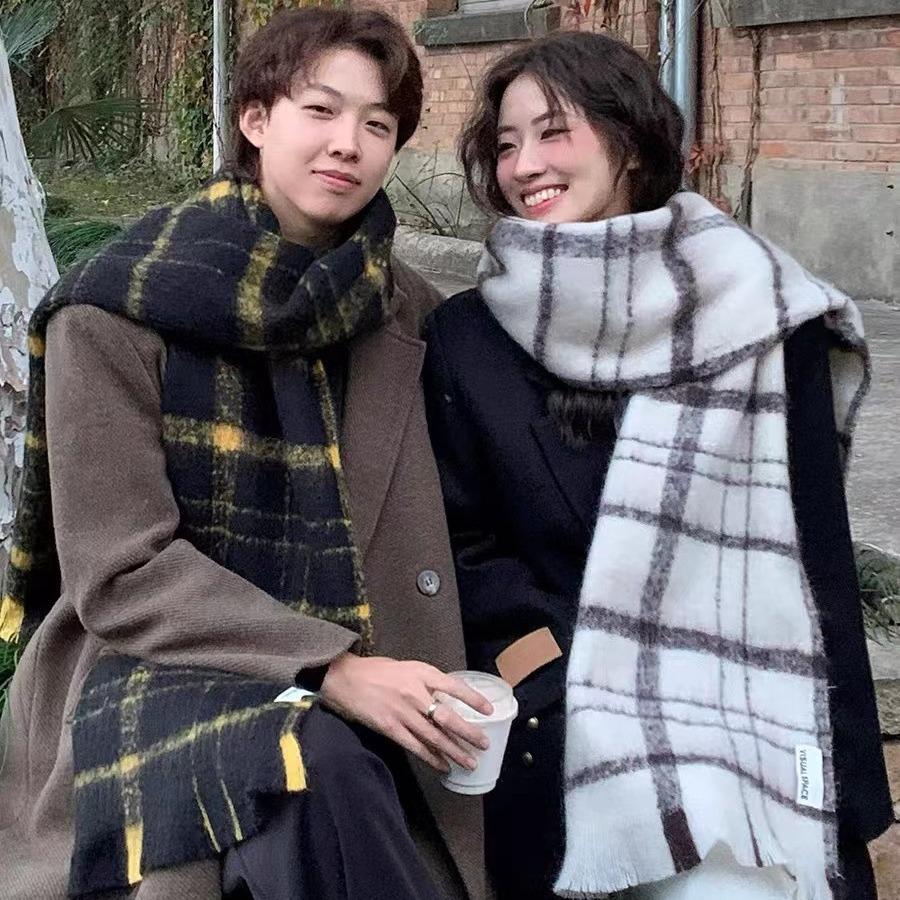 Шарф нового стиля для девочек Зимний Высококлассный Корейский стиль Шарф с кисточками Чтобы сохранить тепло и Утолщенная шаль Бежевый Модный Универсальный Мягкий и Восковой