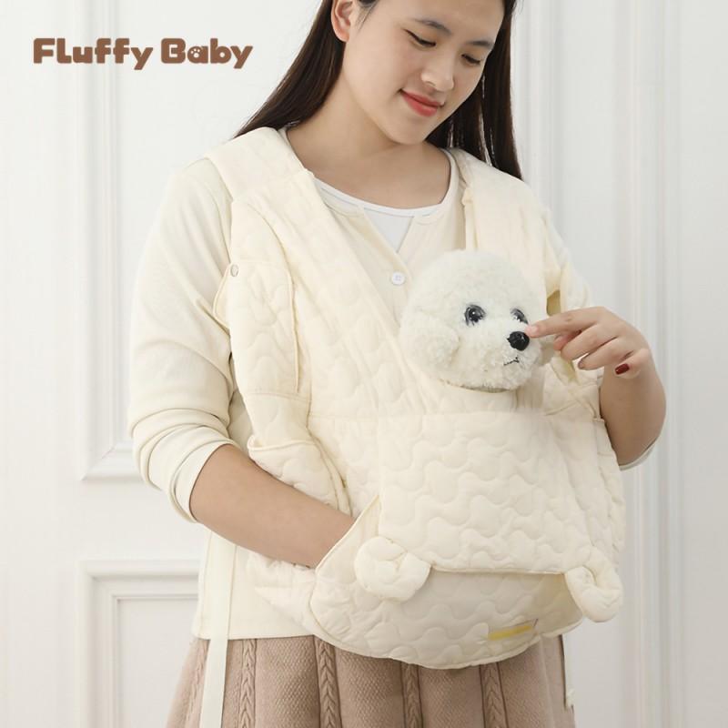 Soft Pet Carrier Backpack Cats Dogs - Lightweight Warm Front Chest Bag Adjustable Shoulder Straps 50-60L Capacity Ivory
