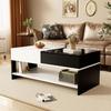 Modern Coffee Table 100 Cm, Living Room Table with High-Gloss Tabletop, 2 Drawers