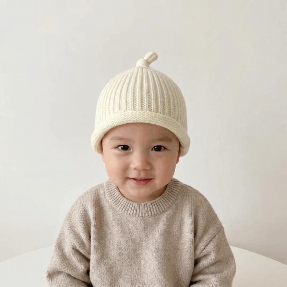 Woolen Crochet Woolen Hat Solid Color Toddler Pullover Hat Cute Kids Beanie Hat Outdoor