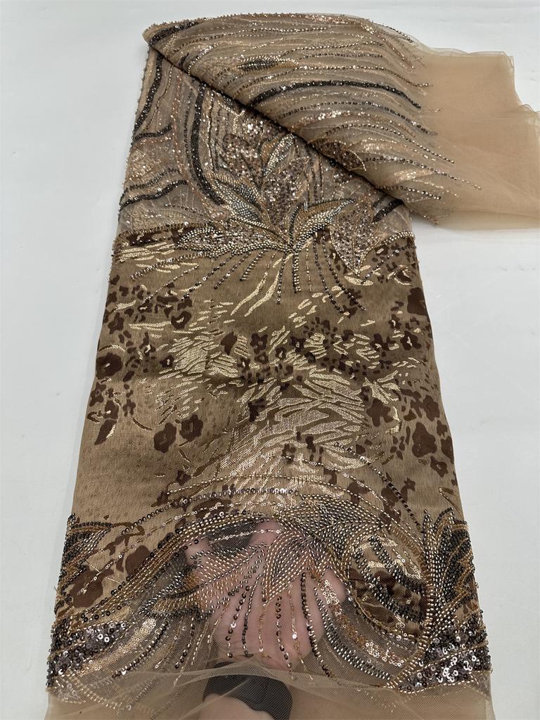 Нигерийское Новое Поступление Бисерное Сетчатое Кружево 2025 Высокое Качество Французские Пайетки Африканская Свадебная Кружевная Ткань Для Роскошного Свадебного Платья