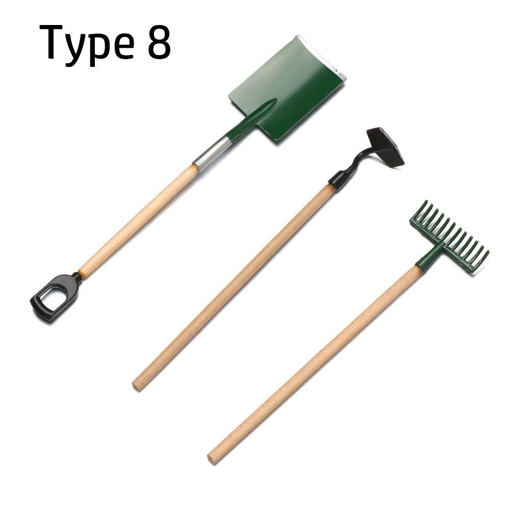 Landscape Watering Pot Miniature Tools Dollhouse Accessories Wood Hoe Shovel Doll Farming kits