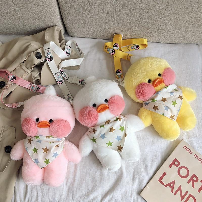 28 см милый мультфильм Lalafanfan Cafe Duck плюшевый рюкзак Kawaii Toys мягкая сумка через плечо кукла школьная сумка для девочек подарок