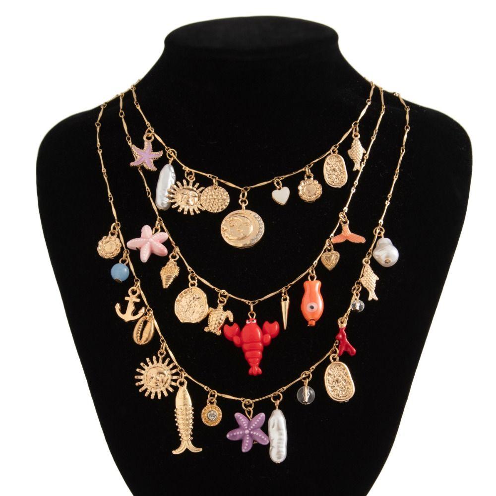 Exquisite Multilayer Necklace Elegant Cowboy Cowgirl Choker Fashion Colored Necklace  Beach