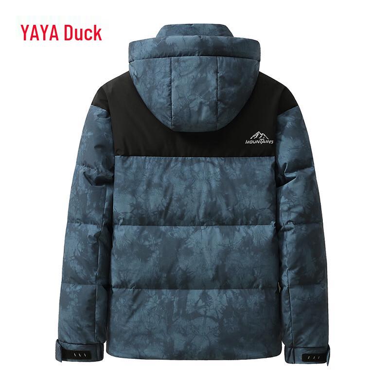 YAYA Men's Winter Colorblock Camo Hooded Down Jacket