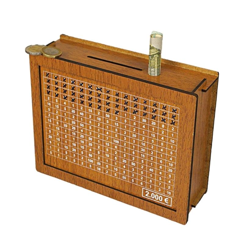 Saving Money Goal Counter Money Savings Targets and Number Wooden Money Box