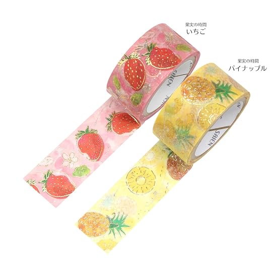 Маскирующая лента Kamiiso Sansho SAIEN Fruit Time, набор из 2 рисунков (Клубника и Ананас, по 1 шт.), Сделано мной