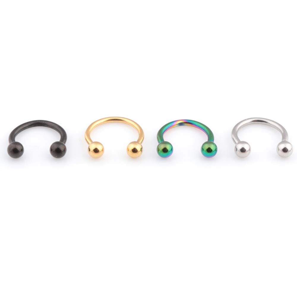 Women C Shape Ball 1 Pcs Stud Earrings Stainless Steel Lip Rings Nose Rings Jewelry Body Piercing