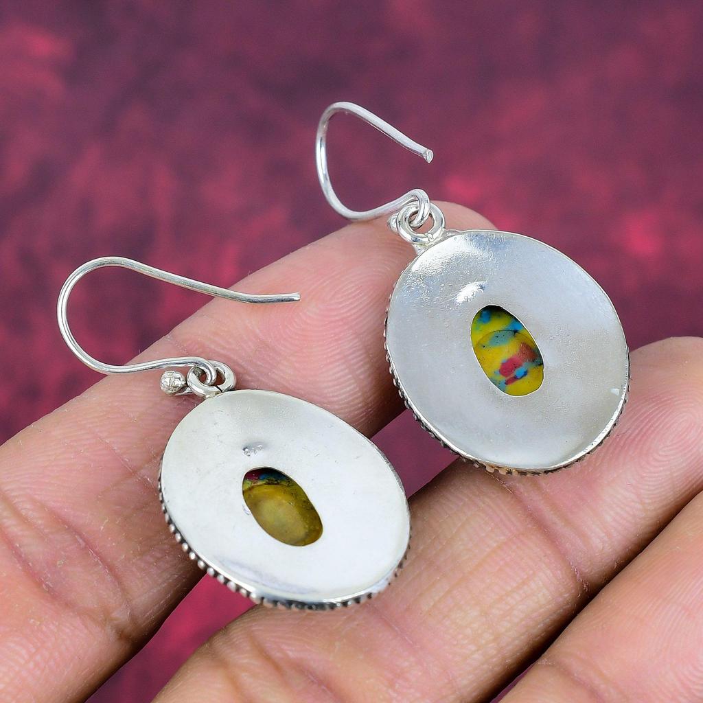Серьги из цельного серебра 925 пробы с мозаикой из яшмы, серьги с драгоценными камнями ручной работы, подарки жене, абсолютно новые серьги