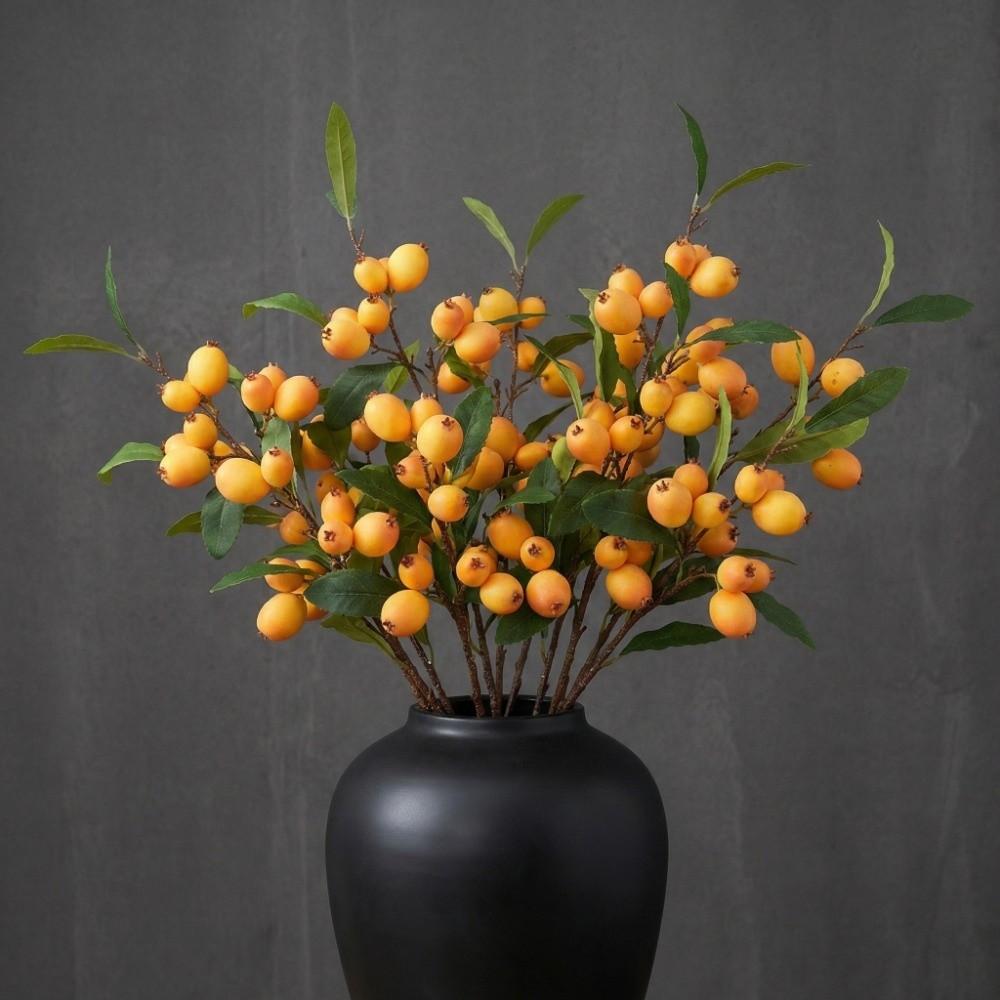 Luxury Artificial Loquat Fruit Branch Faux Loquat Fake Plants Simulation Fruit Tree Gift
