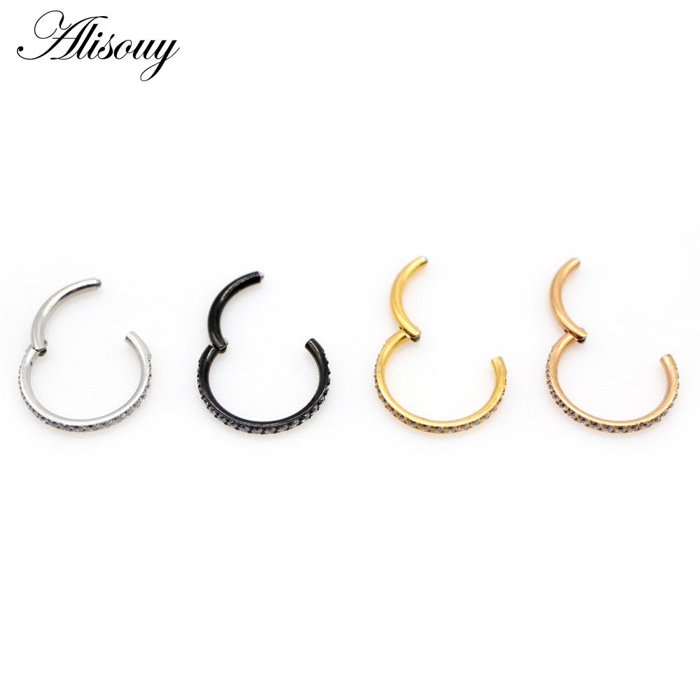 Alisouy 1 шт., хирургическая сталь, циркон, обруч для ушей, серьги на козелок, спираль, хрящ, серьга, кольцо-кликер, кольцо в носу, ювелирные изделия для пирсинга