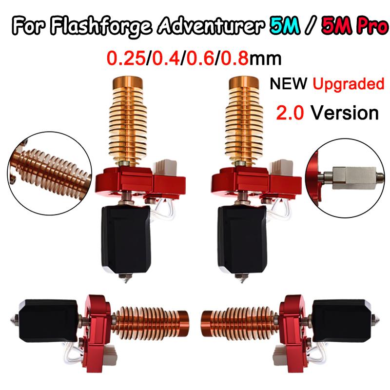 Latest Upgraded Hotend Kit for Flashforge Adventurer 5M/5M Pro Hotend AD5M Nozzle Kit Ceramic Heating Block & Hard Steel Nozzle