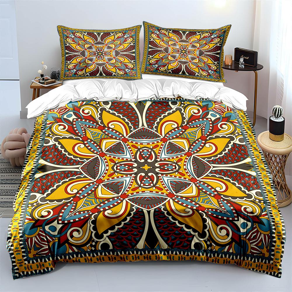 Colorful Vintage Decorative Art Pattern Duvet Cover Set Digital Print Colorful Polyester Bedding with Zipper Closur kids gifts