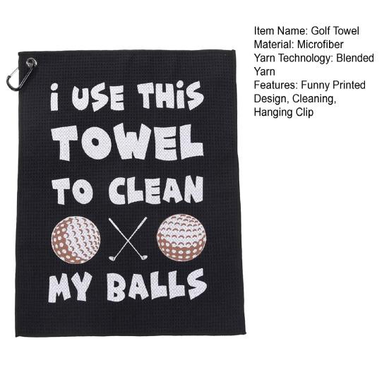 Golf Towel Microfiber Printed Funny Golf Ball Cleaning Towel with Clip for Golf Fans Friends Husband Boyfriend