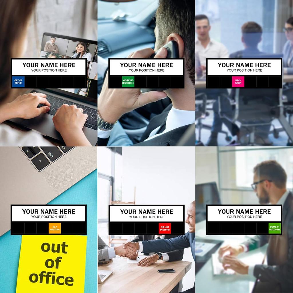 Office Door Sign,Magnetic Name Plate With 6 Working Status Options,Do Not Disturb, In A Meeting, Out of Office, Working Remotely, Please Knock