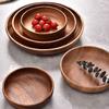 Ins Round Wooden Plate Food Tray for Kitchen Restaurant Party Cafe Dessert Salad Fruit Platters Decorative Tray Serving Tray