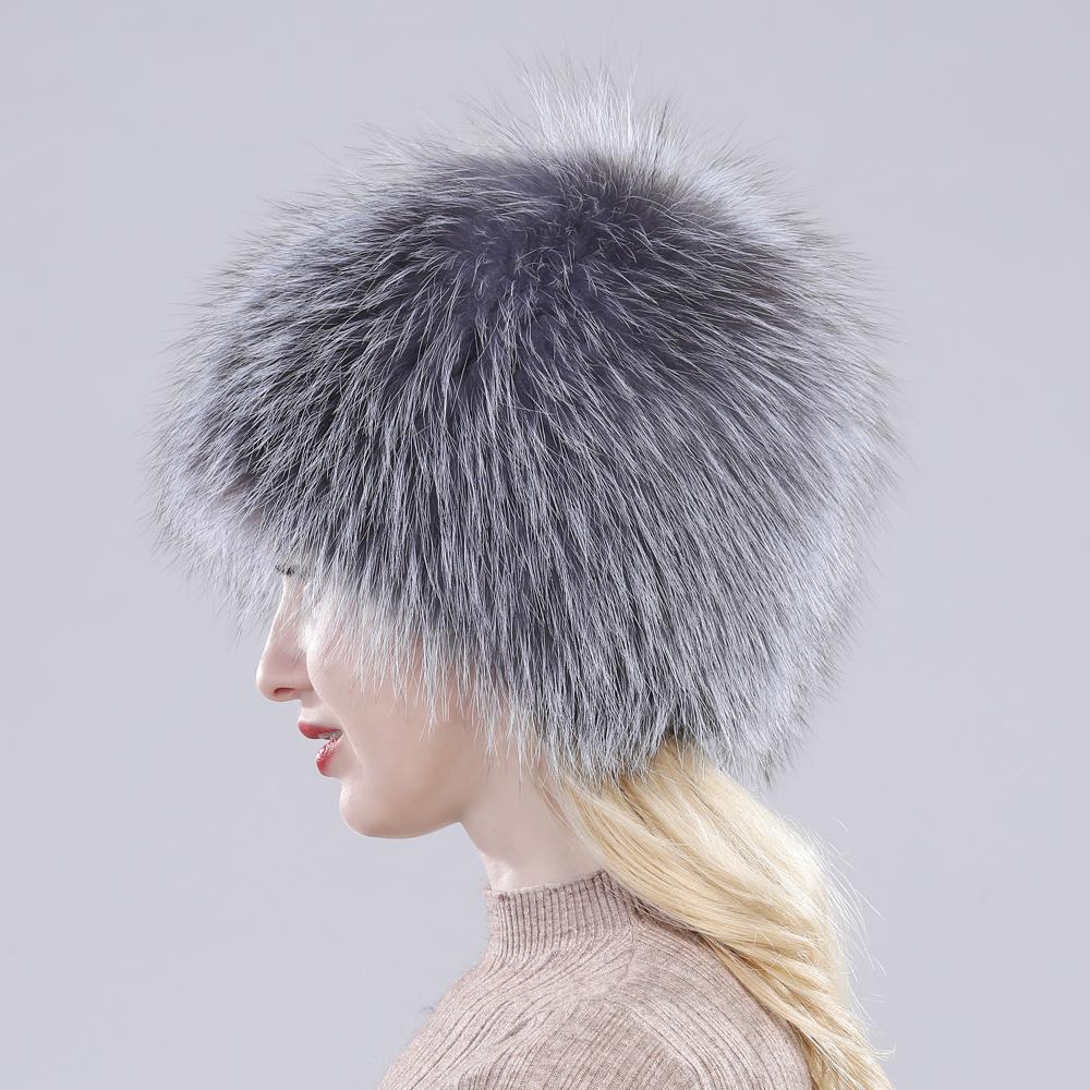 Русская женская зимняя шапка из 100% натурального лисьего меха, вязаная роскошная эластичная теплая шапка из 100% натурального лисьего меха, женская уличная согревающая меховая шапка