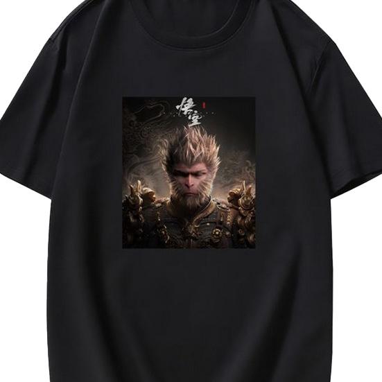 Adults Casual T-Shirt Chinese Black Myth Game Graphic Tee Cotton Blend Round Neck