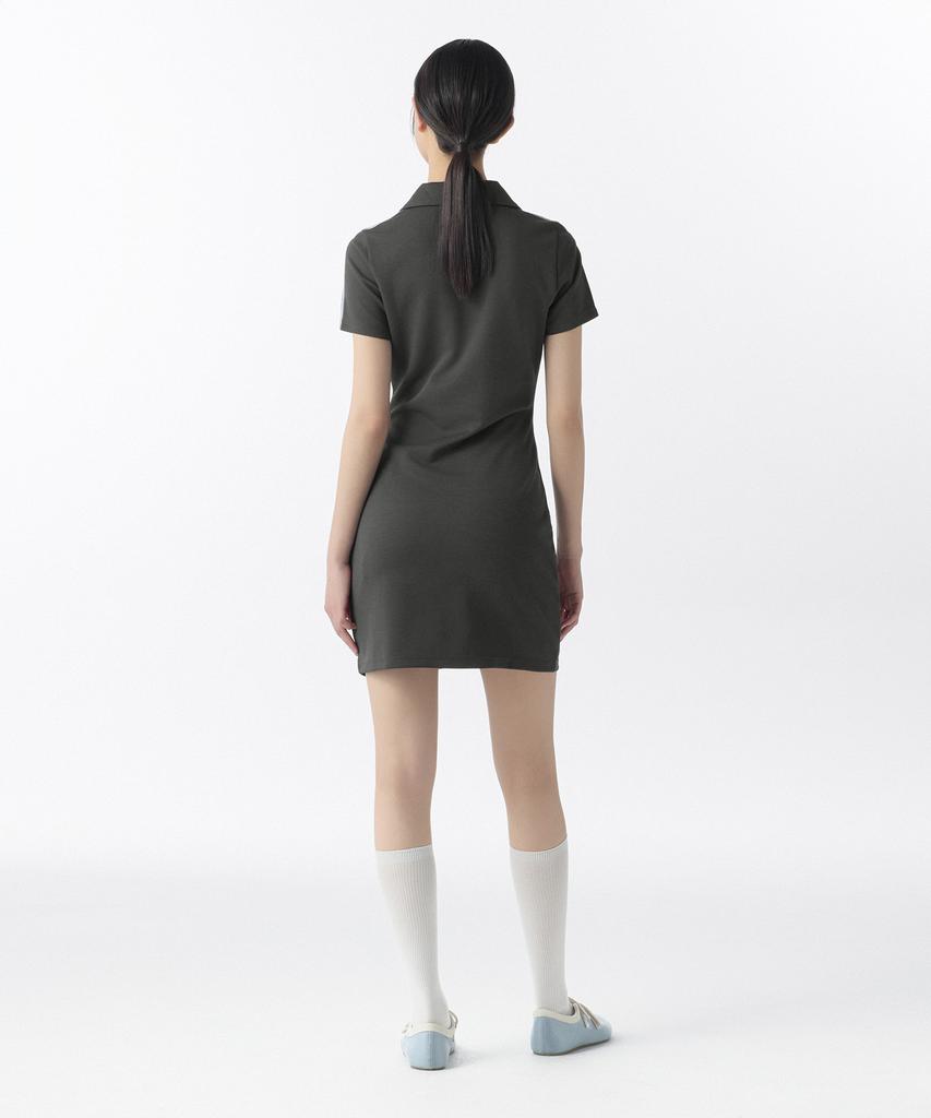 Musinsa Standard Woman Women'S Slit Neck Lace Trim Polo Dress [Dark Gray/Sky Blue]