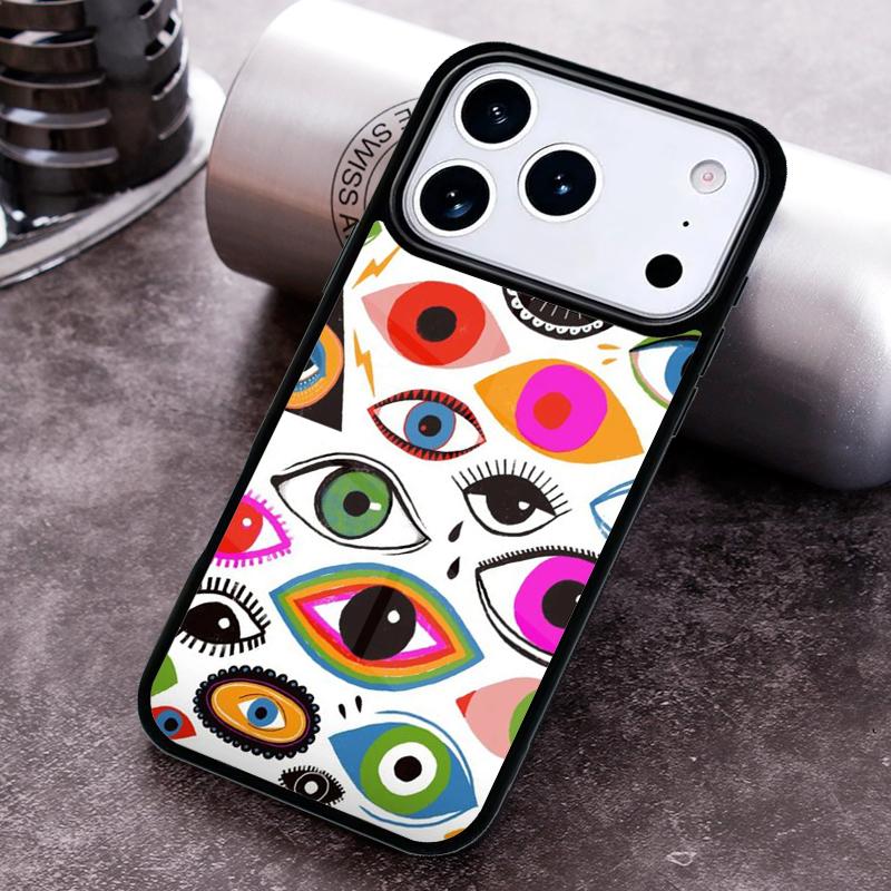 Чехол для телефона с узором "Глаза" для iPhone 17 16 15 Pro Max Air 14 13 12 11 Plus Ударопрочный чехол
