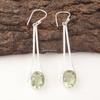 Oval Green Amethyst Gemstone Sterling Silver Wife Gift Dangle Earrings Jewelry EE-136-19