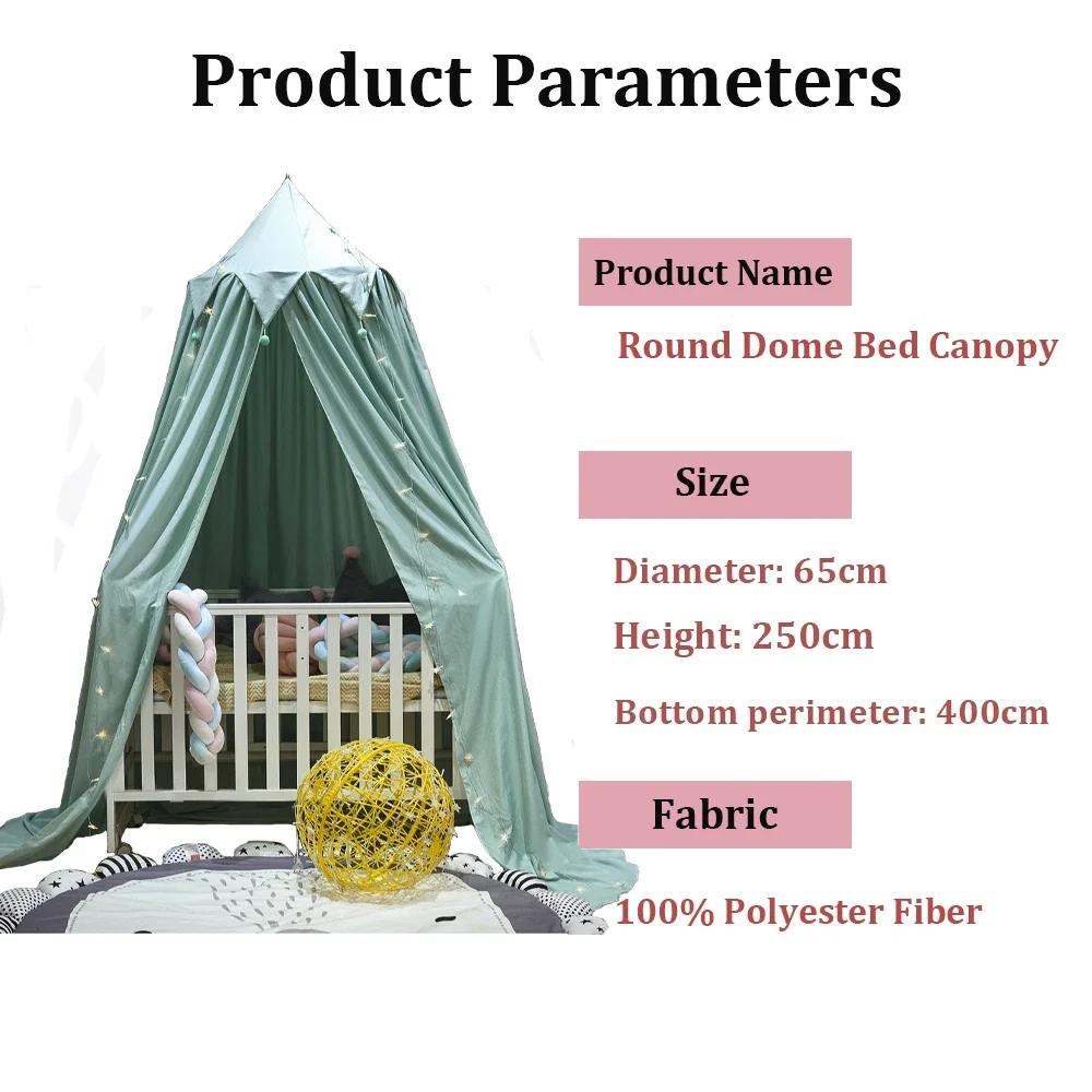 Kids Bed Canopy Mosquito Net, Round Dome Hanging Castle Play Tent for Girls Bedroom, Children Reading Nook Decor