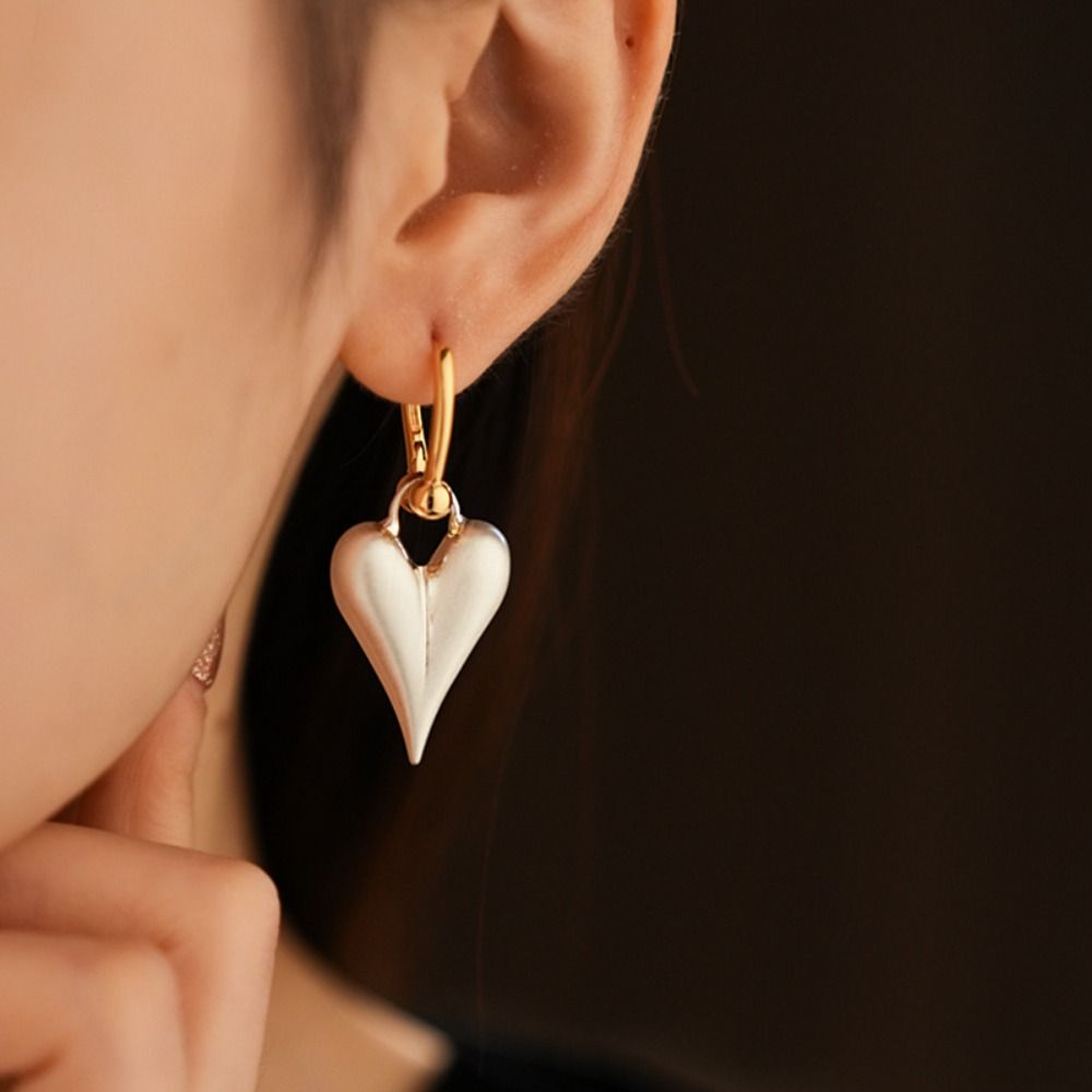 Love Pendant Heart Hoop Earrings Geometry Hearts Earringdrop Fashion Metal Filigree Earrings  Women