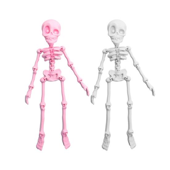 2/5Pcs 3D Printed Skeleton Refrigerator Magnet Halloween Poseable Skeleton Figurine