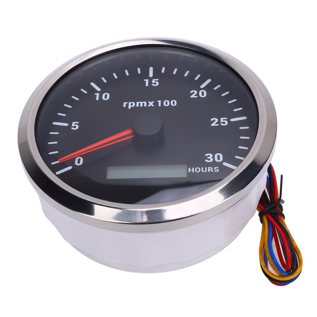 110мм 4 3 8 дюймов Тахометр 7 цветов подсветки DC 9 32В 3000 об/мин Прибор с счетчиком моточасов для автомобиля, яхты, дома на колесах, лодки, грузовика, черный