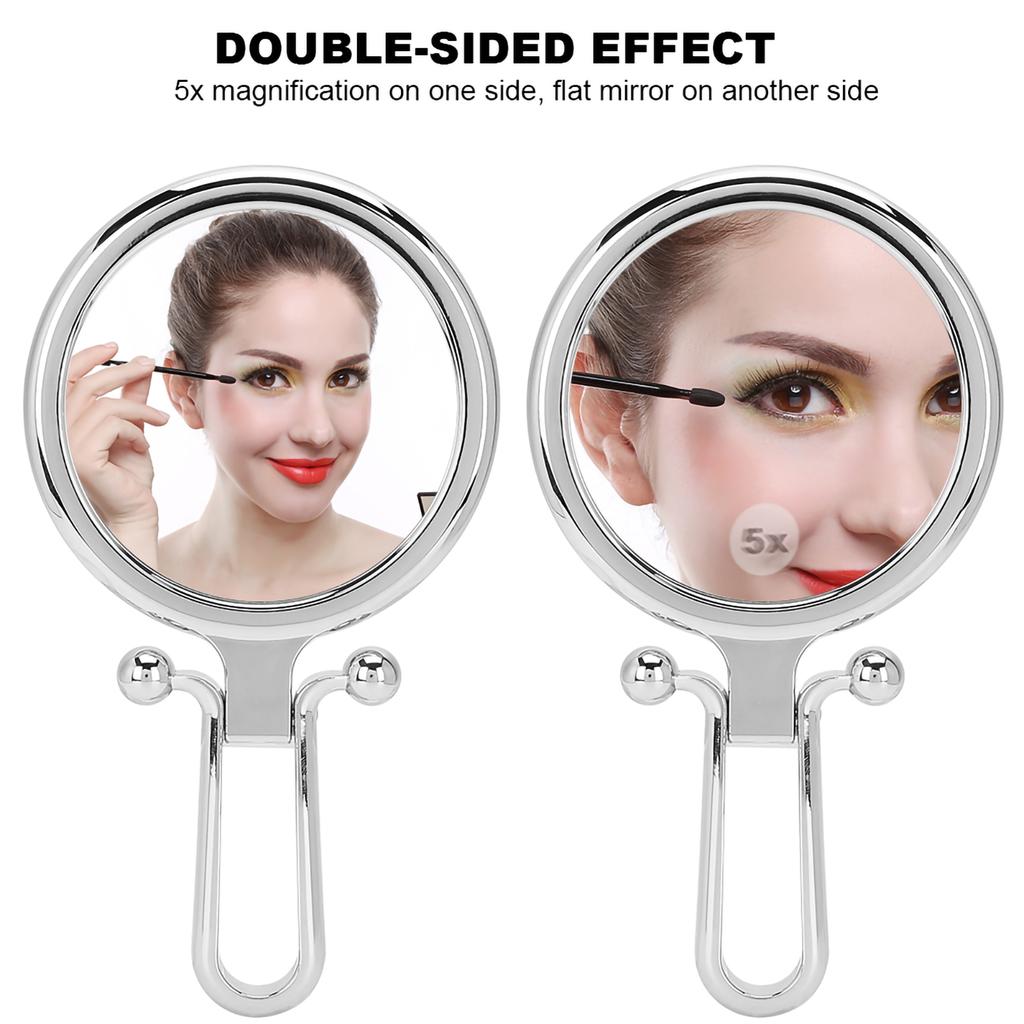 5X Magnifying Folding Adjustable Cosmetic Mirror Double Sided Makeup Mirror (Silver)