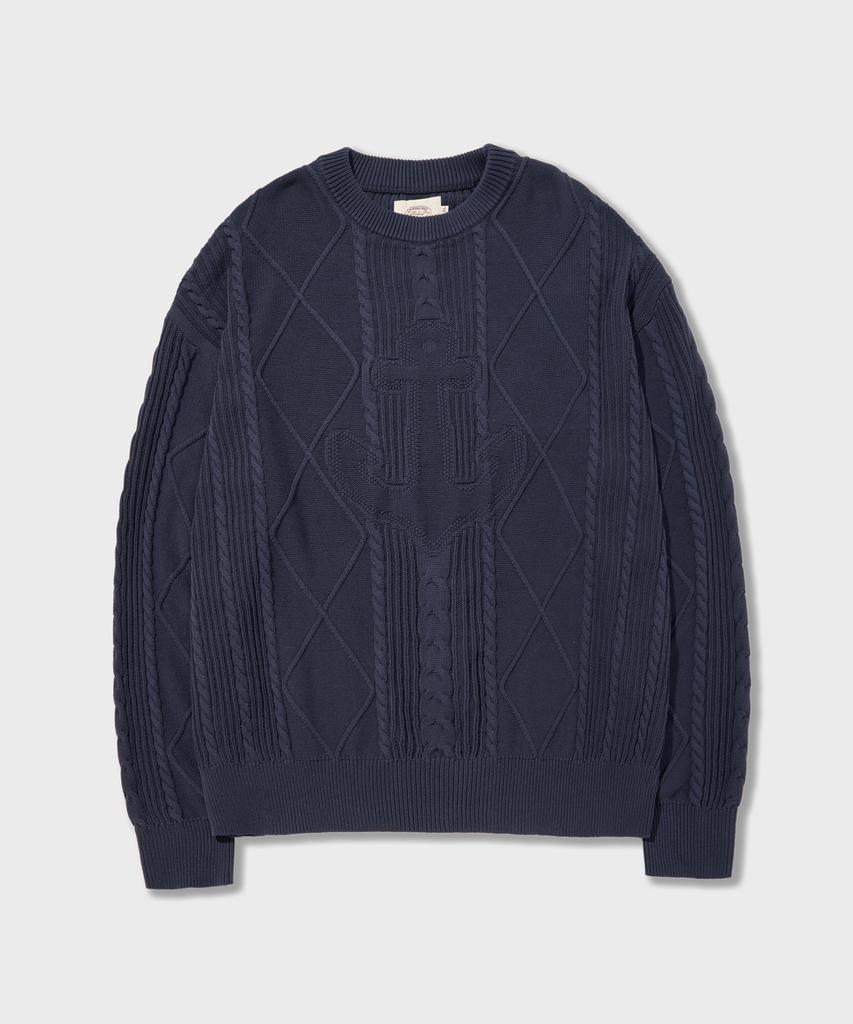 AMFEAST Seaman Washed Cotton Knit Washed Navy