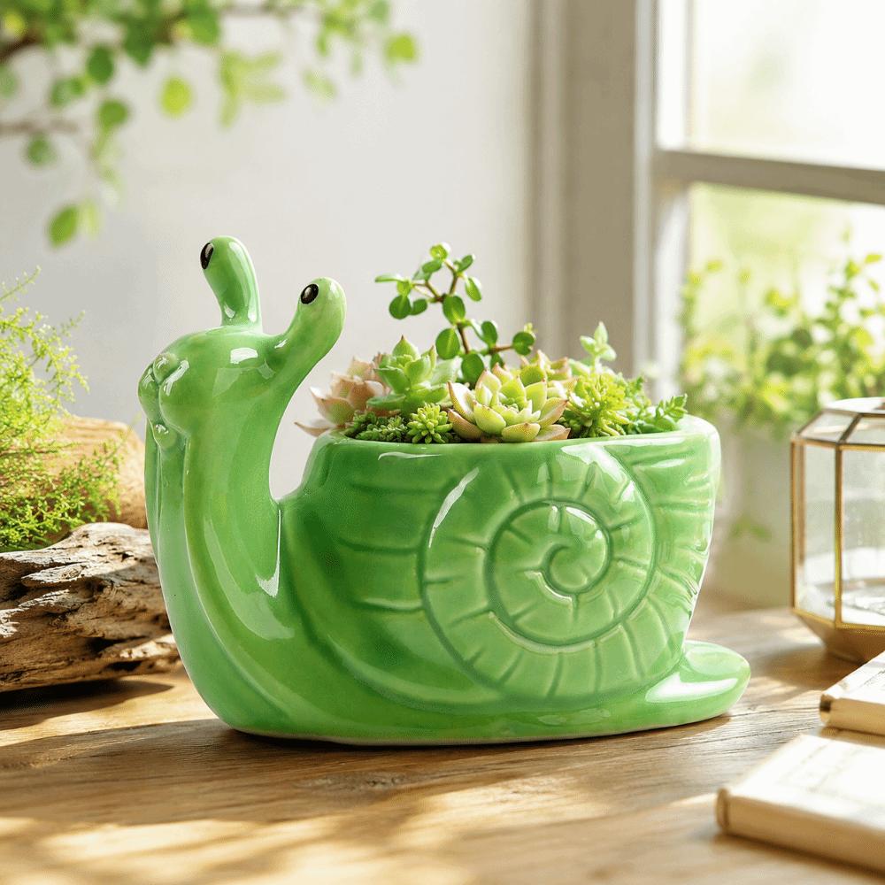 Snail Shape Ceramic Flower Pot Storage Box Potted Planter Succulent Flowerpot Desk Accessories
