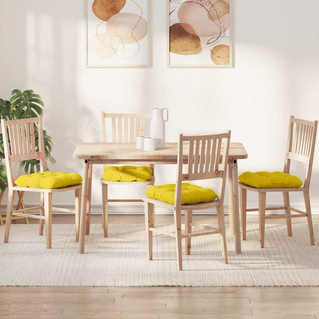 Seat Cushions 4 pcs Light Yellow 40 x 40 x 12 cm Fabric