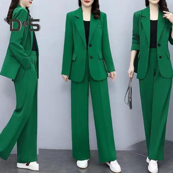 2 шт./компл., женское пальто, брюки, костюм, формальный деловой стиль, кардиган с отворотом и пуговицами, с длинным рукавом, прямая, широкая, плюс размер, куртка для поездок на работу, брюки