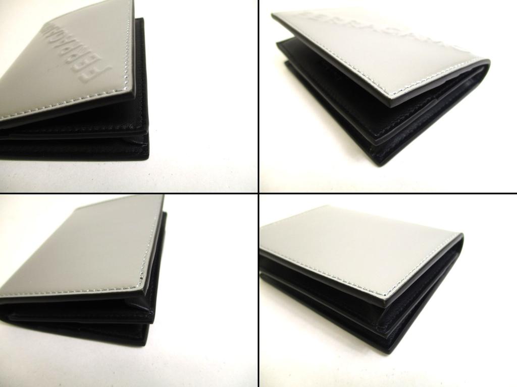 Аутентичная визитница из серебристо-черной кожи с логотипом Salvatore Ferragamo #a543 восстановленная