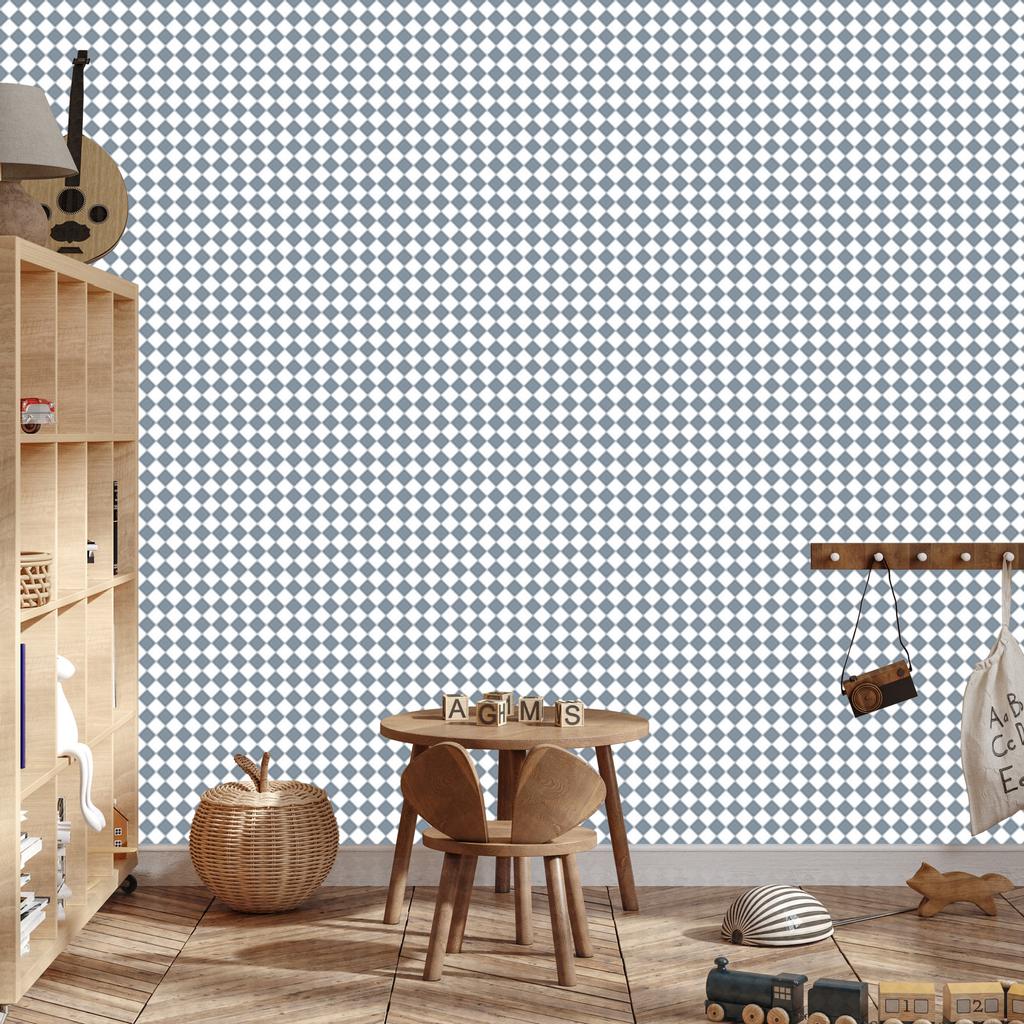Geometric rhombus wallpaper light gray and blue 50x1000