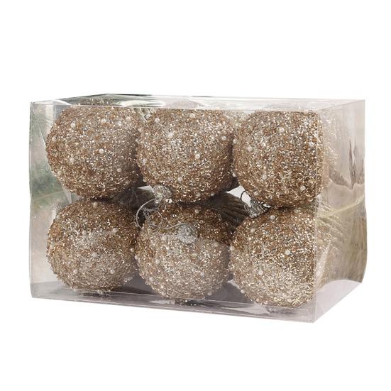 6 шт. 8 см Рождественский шар Искусственный жемчуг Блестящий Праздничный Круглая форма Декоративный Яркий цвет Рождественский шар с веревкой для фестиваля