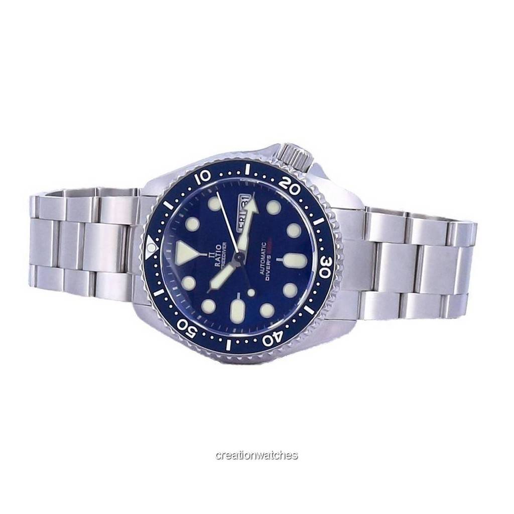 Ratio FreeDiver Blue Dial Sapphire Crystal Stainless Steel Automatic RTA102 200M Мужские часы