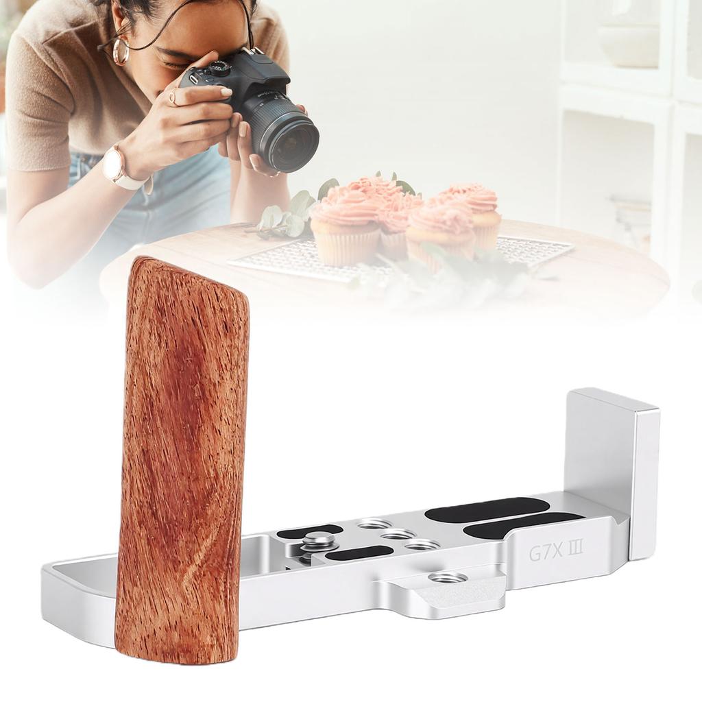 Wooden L Shape Handle Grip Fit for G7XII G7XIII Camera with Quick Release Baseplate Hand Grip Holder