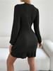 Round Neck Knitting Dress Waist Hugging Elegant Dress for Women Long Sleeve Solid Color Loose Dresses Causal Lotus Leaf Edge Dress