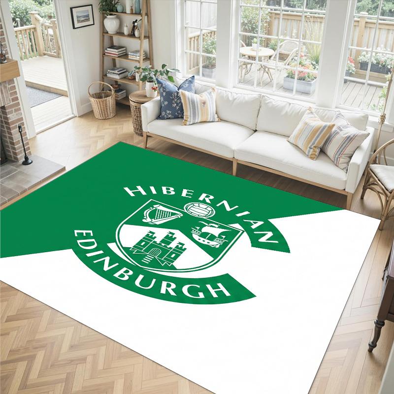 Hibernian FC Design Crystal Velvet Carpet Cozy Non?Slip Printed Rug For Bedroom Living Room Entrance