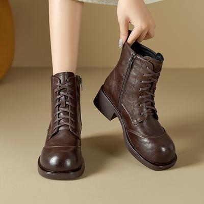 Ботинки Мартин из коровьей кожи женские в британском стиле новые тонкие женские ботинки толстая подошва на высокой толстой платформе среднем каблуке короткие ботинки