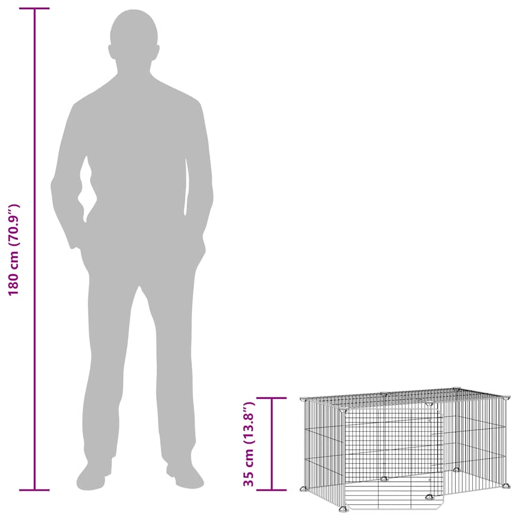 8 Piece Pet Cage with Door Black 35x35 cm Steel